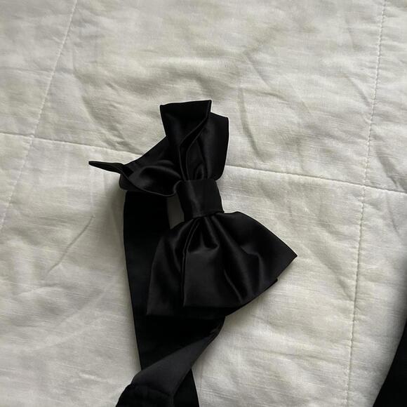 NWT Black flocked heart tulle tiered ruffle dress with bow strap detail - Picture 2 of 8